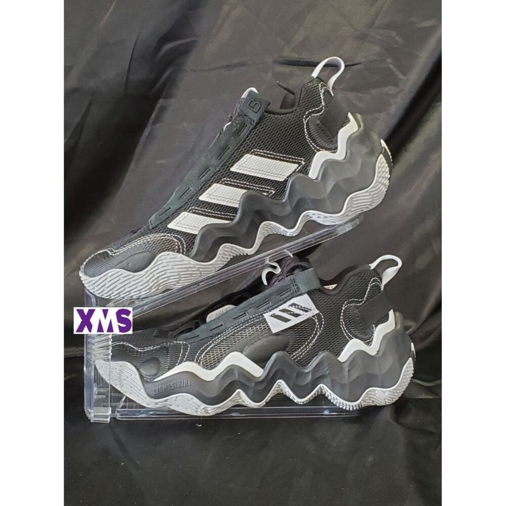NEW Adidas Mens Exhibit B Basketball Shoe (Core Black/White/Team Light Grey) 7.5